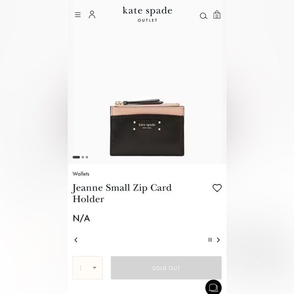 Kate Spade New York Jeanne Small Zip Card Holder Warm Vellum/Black - Picture 9 of 9